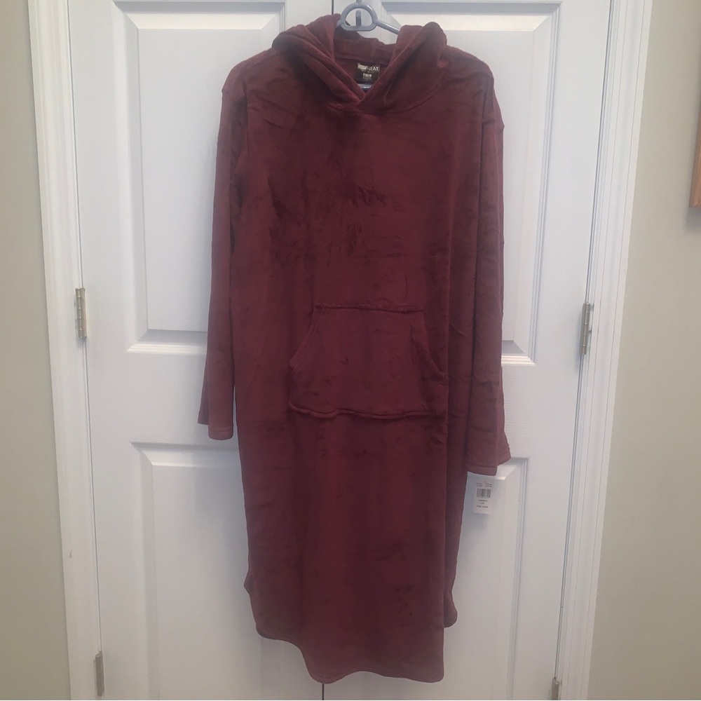 Women’s 32 degrees plush hooded sleep loungewear L/XL plum color